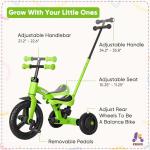 KRIDDO 4-in-1 Kids Tricycle with Push Handle