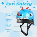Atphfety Adjustable Toddler Bike Helmet - Blue Dinosaur