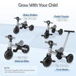 Bautia 5-in-1 Kids Tricycle with Removable Pedals