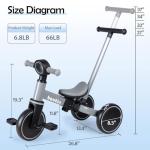 Bautia 5-in-1 Kids Tricycle with Removable Pedals