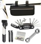 Bike Repair Bag With Bicycle Tire Pump, Tire Patches Repair Kit, Bike Multi Tool Set, Maintenance Essentials All in One Safety Kit (1 Set)