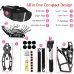 Bike Tool Kit，Bike Repair Kit & Bike Frame Bag with Tire Pump,Portable Tool Kit for Camping Travel - 16-in-1 Bike Multitool,Bike Chain Tool，Tire Patches, Inflator，Bottle Holder,Use for Road Bike MTB