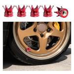 Ziciner 5 PCS Crown Tire Valve Stem Caps, Leak-Proof Tire Air Valve Stem Covers with O Rubber Seal, Universal Vehicle Stem Caps for Cars, SUVs, Trucks, Motorcycles, Bicycles (Red)