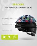 OutdoorMaster Toddler Kids Bike Helmet - Multi-Sport 2 Sizes Adjustable Safety Helmet for Children (Age 3-11), 14 Vents for Kids Skating Cycling Scooter - Dino Volcanoland,S