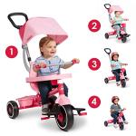 4-in-1 Pink Tricycle for Toddler Fun