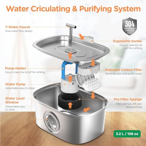 Stainless Steel Cat Water Fountain: Automatic Pet Dispenser