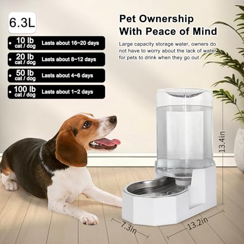 RIZZARI Stainless Steel Automatic Gravity Pet Waterer for Cats