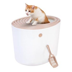 IRIS USA Large Round Entry Cat Litter Box