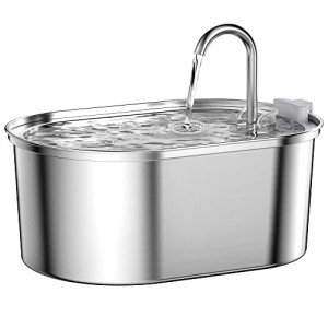 Stainless Steel Cat Water Fountain: 108oz/3,2L, Quiet Pump