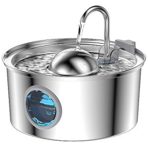 Stainless Steel Cat Water Fountain: 108oz/3.2L Providing Flowing Water