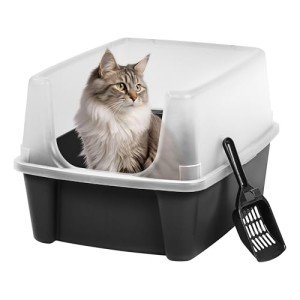 IRIS USA Open Top Cat Litter Tray Set