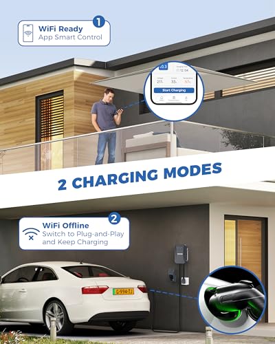 WiFi-enabled Level 2 EV Charger, 40Amp