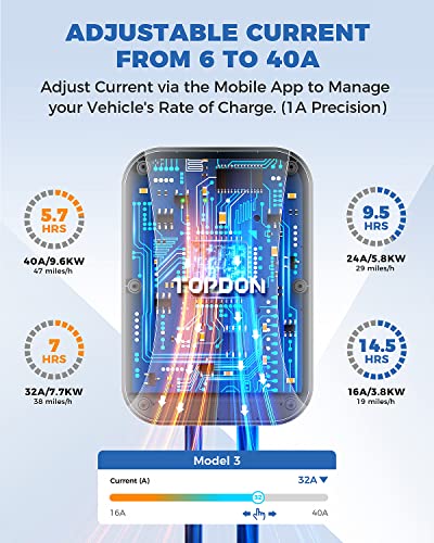 WiFi-enabled Level 2 EV Charger, 40Amp