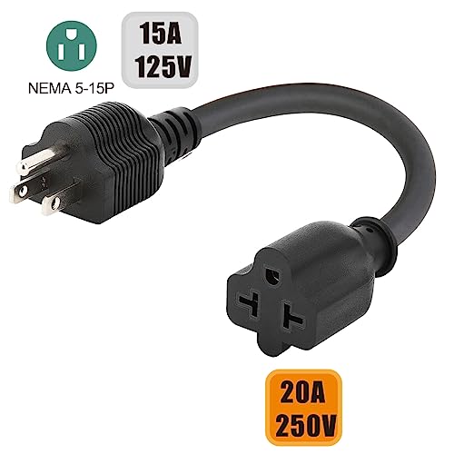 15A Household Plug to 6-20R T Blade Adapter