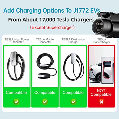 Tesla to J1772 Adapter, 60A & Anti-Drop Lock