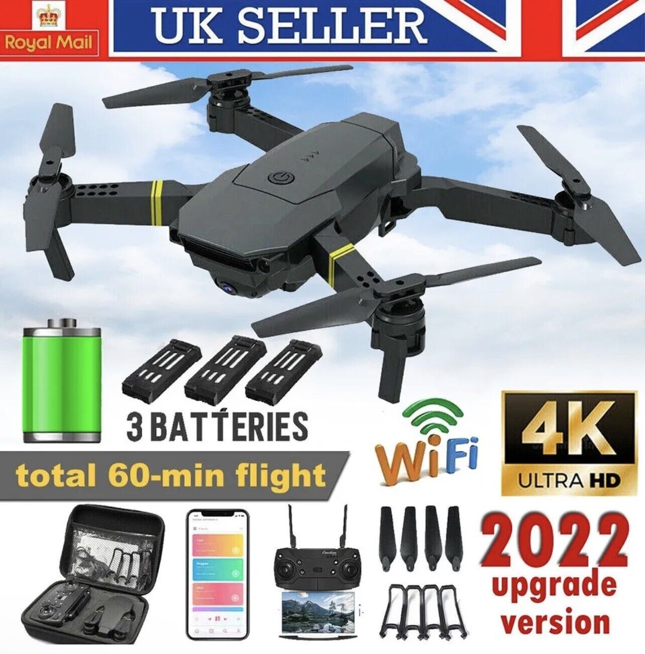 Foldable Drone X Pro with 3 Batteries