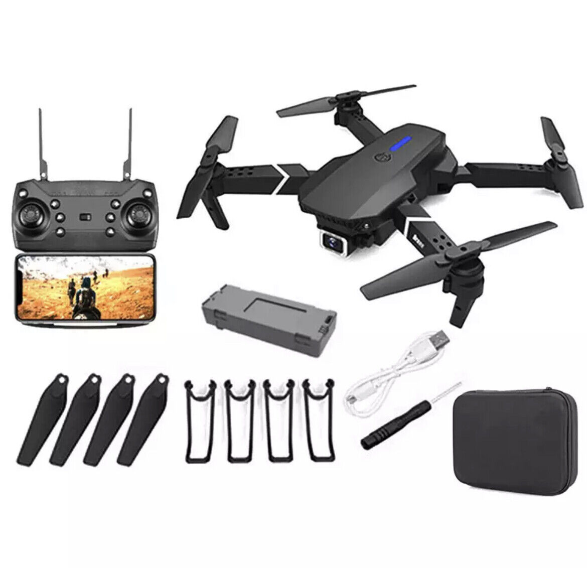 Foldable RC Quadcopter with 3 Batteries