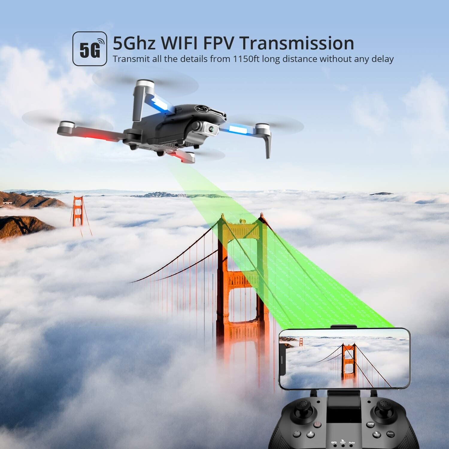 Foldable 4K Drone with GPS Camera