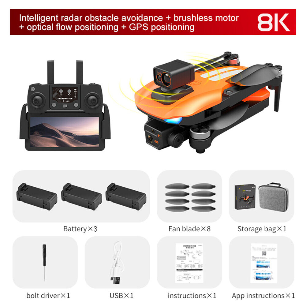 8K Dual Camera GPS Drone with Obstacle Avoidance