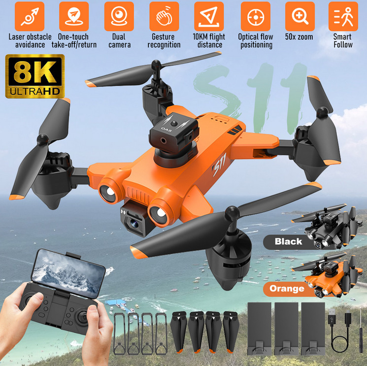 8K Dual Camera Foldable Drone with GPS