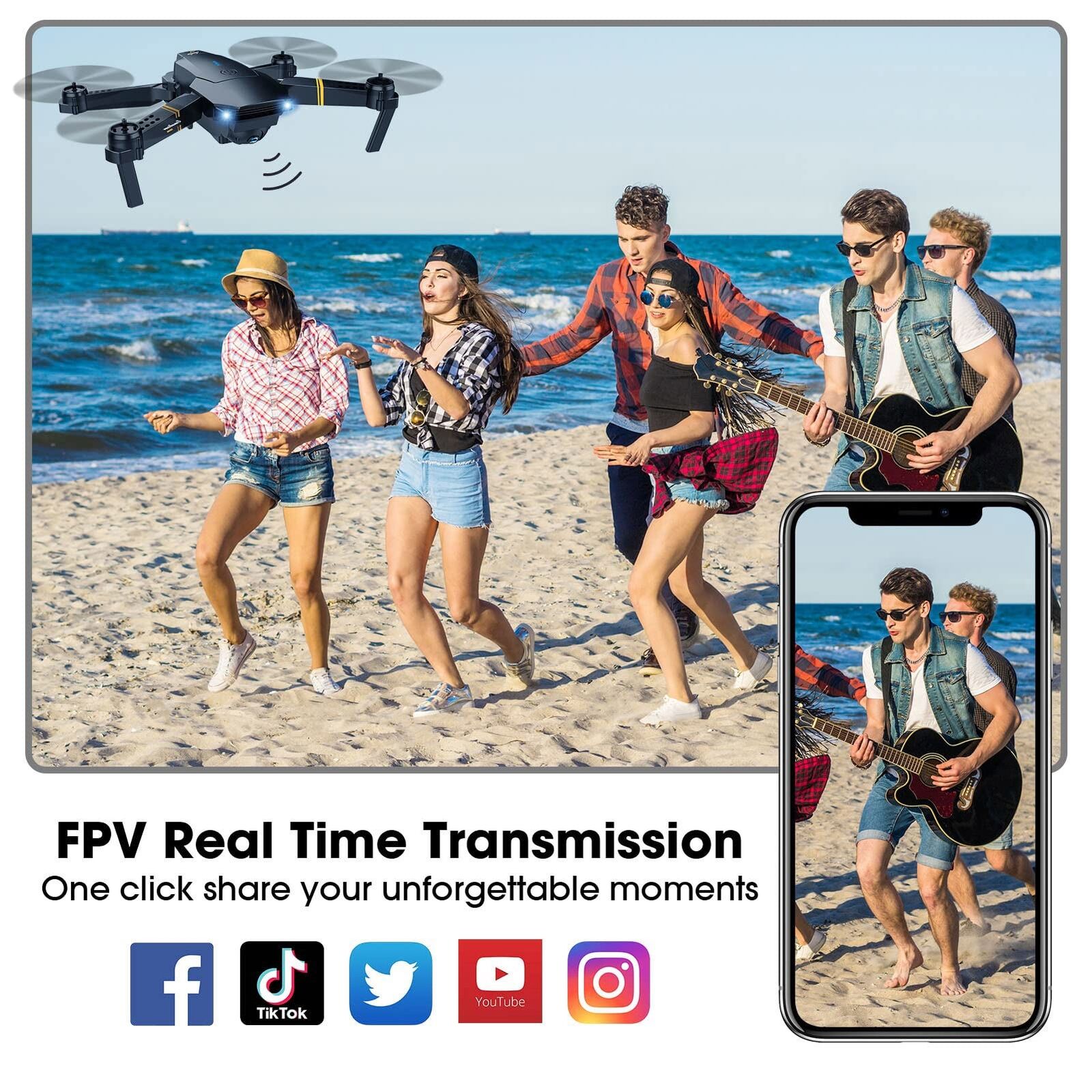 Wifi HD Camera Foldable Quadcopter + 4 Batteries