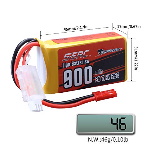SUNPADOW 7.4V 900mAh 2S RC Lipo Batteries (2 Pack)