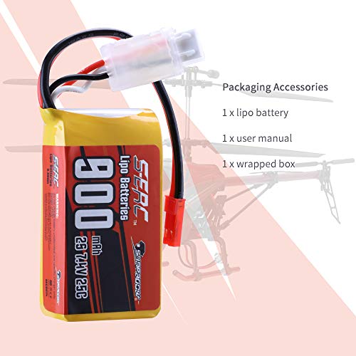 SUNPADOW 7.4V 900mAh 2S RC Lipo Batteries (2 Pack)
