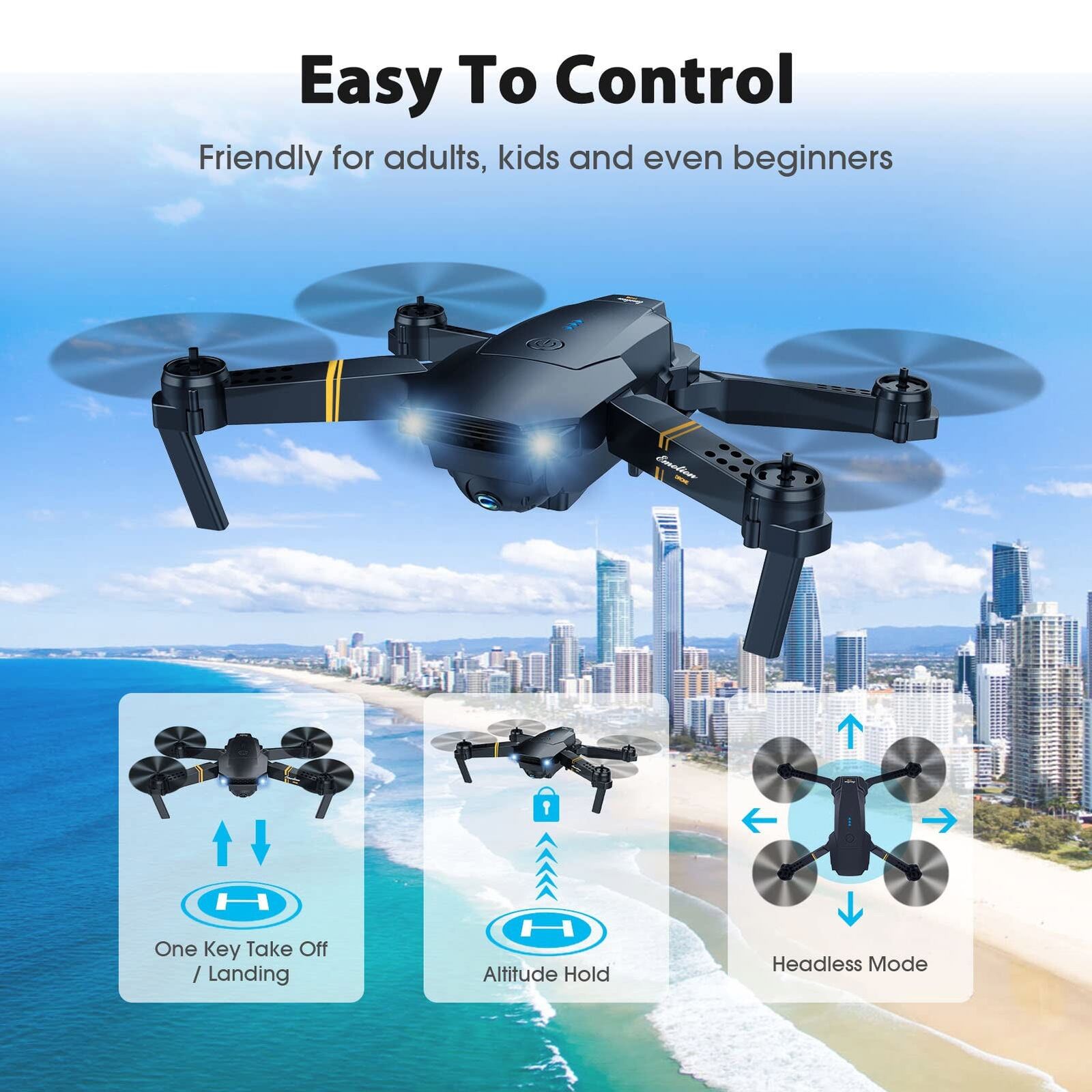 Wifi HD Camera Foldable Quadcopter + 4 Batteries