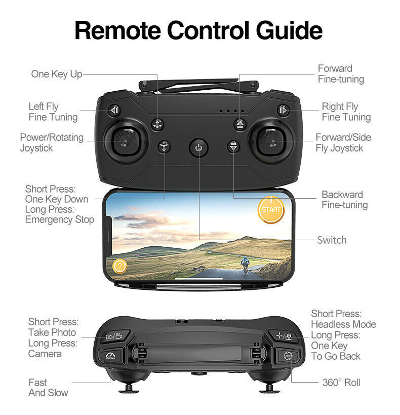 2022 4K Dual Camera Foldable Drone +4 Batteries
