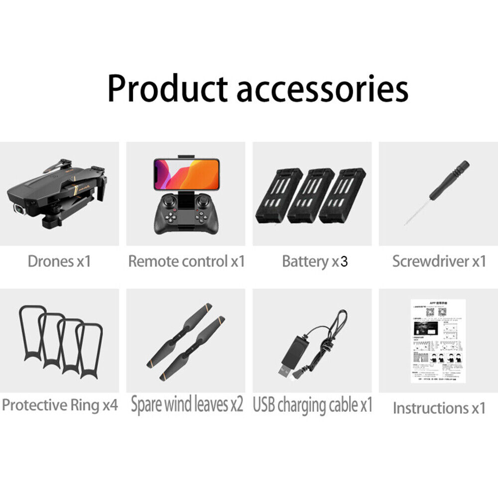 Foldable 4K HD Drone with 3 Batteries