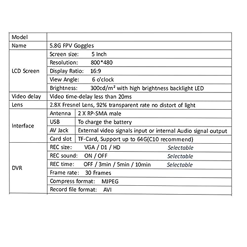 5" Diversity FPV Goggles with DVR