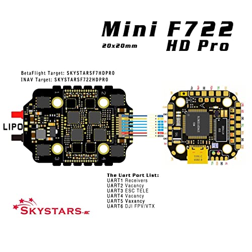 SKYSTARS F722 Mini FC + 55A 4in1 ESC Stack