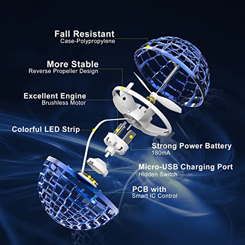 Hand-controlled LED flying ball drone (Blue)