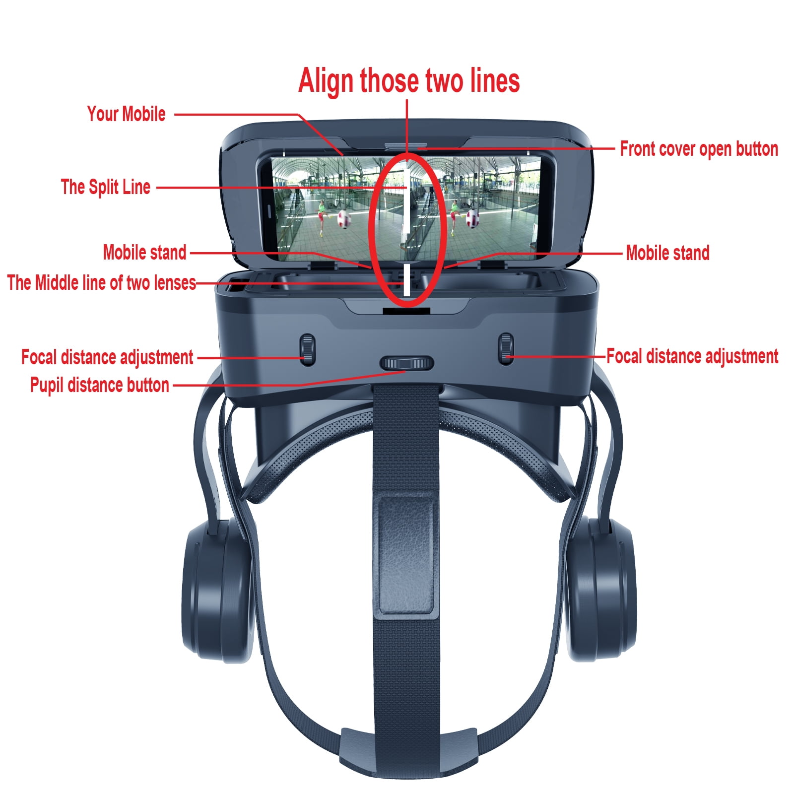 Universal VR Headset with Anti-Blue-Light Lenses