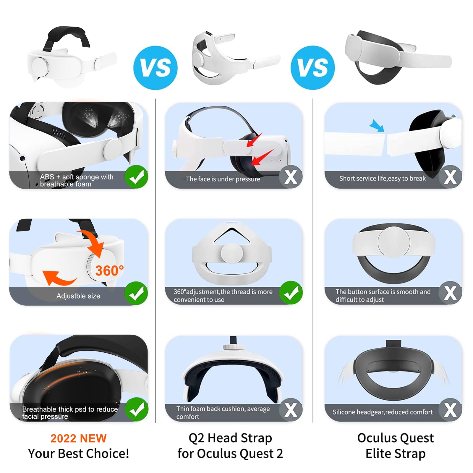 Adjustable VR Headband for Oculus Quest 2