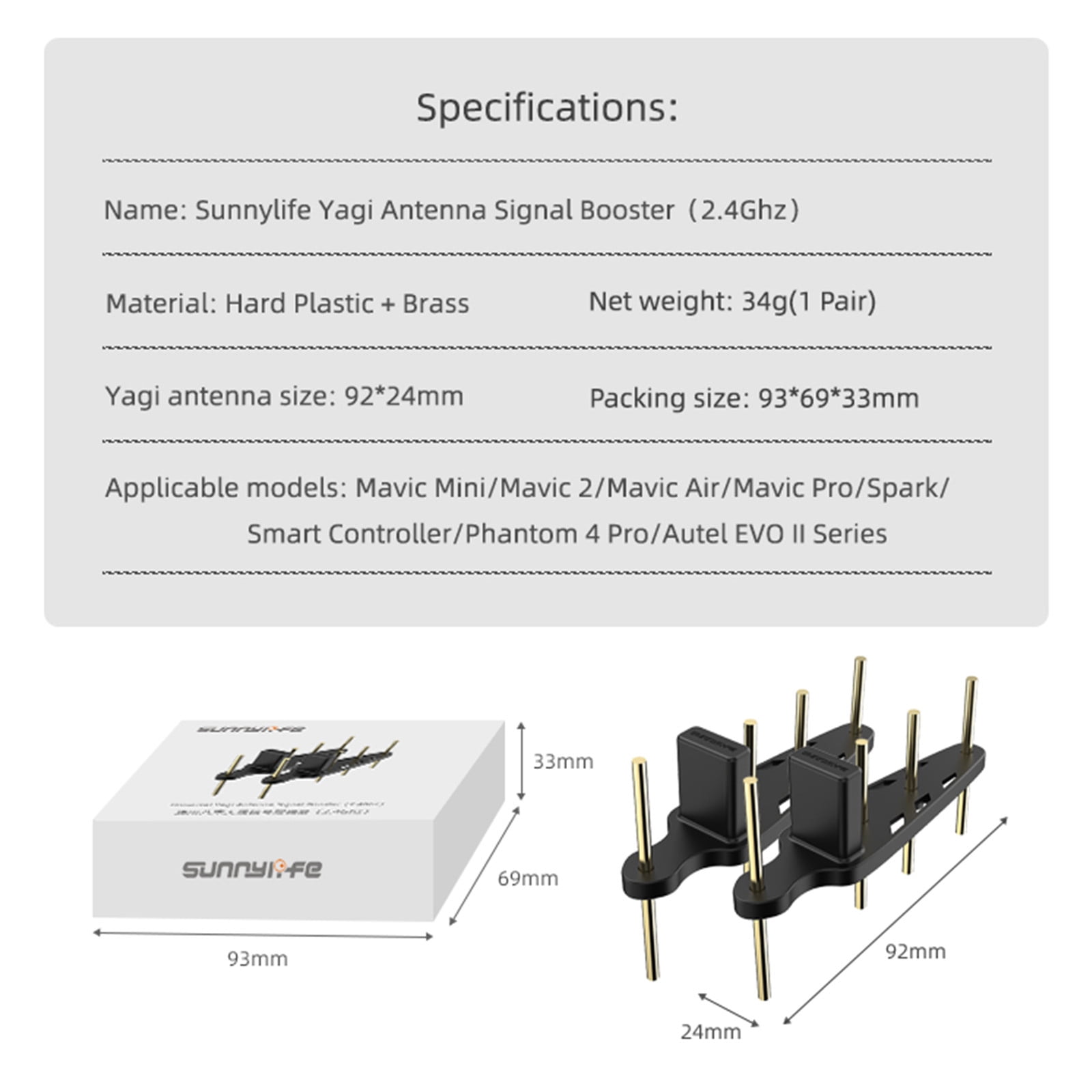 Dji Mavic Mini 2 Yagi Antenna Set