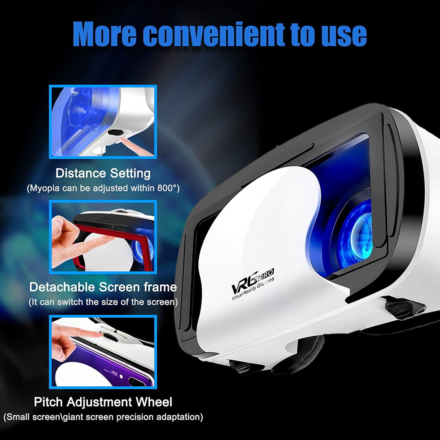 Adjustable VR Headset with Controller for Android/Phone/Windows