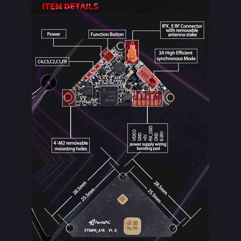 5.8GHz VT5804 FPV Transmitter for Racing Drones