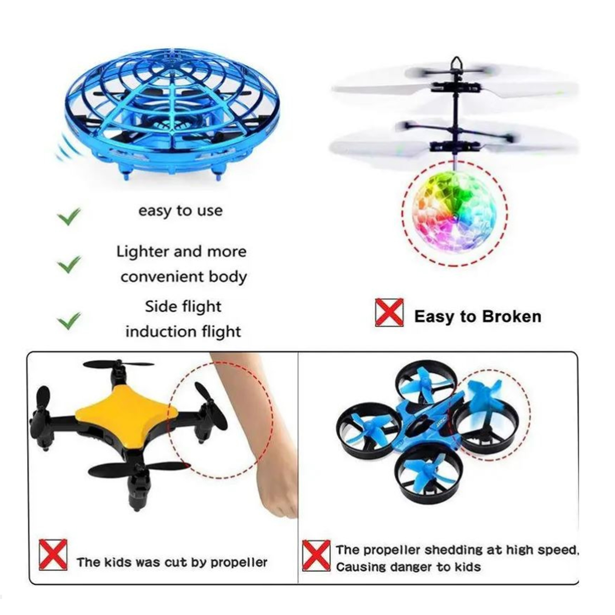 Gold Hand-controlled LED Drone for Kids and Adults