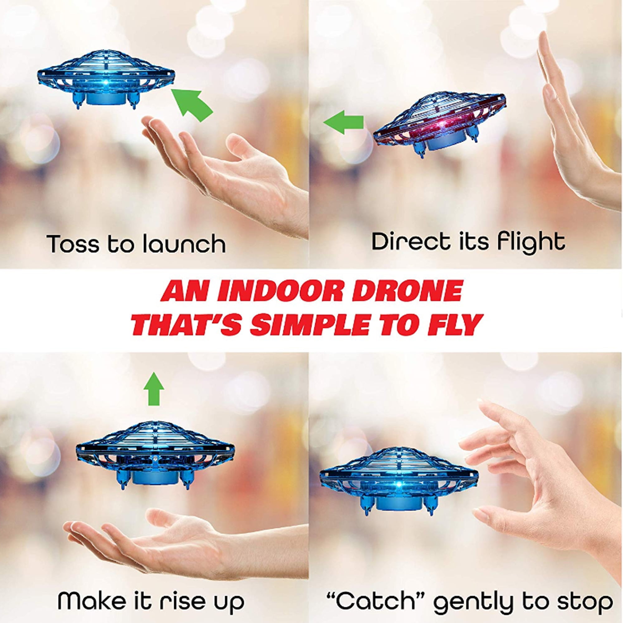 Gold Hand-controlled LED Drone for Kids and Adults