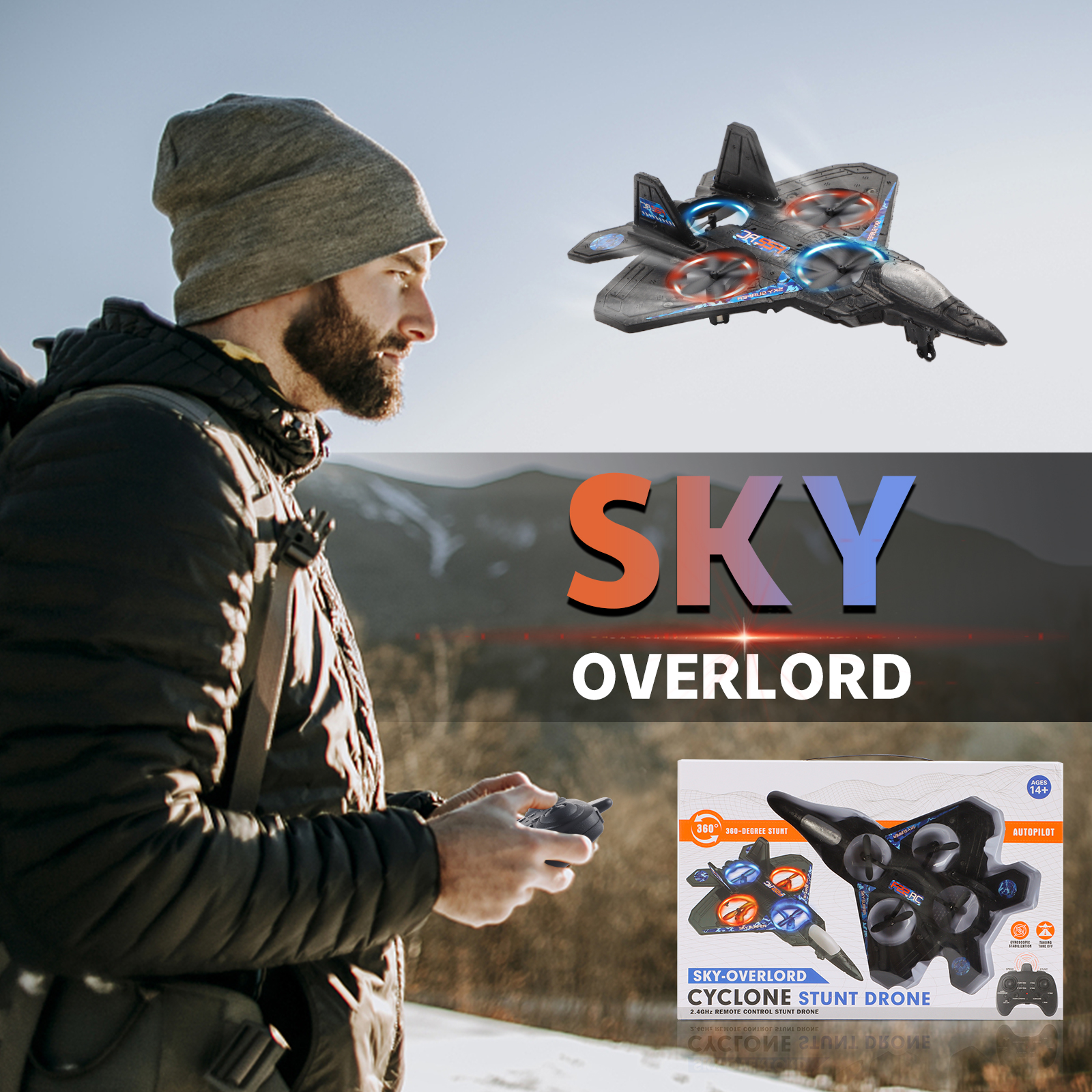 Colorful LED Kids Drone, Remote Control, Ages 8-12