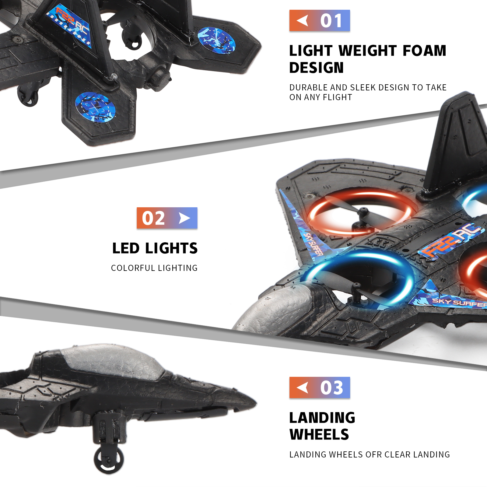 Colorful LED Kids Drone, Remote Control, Ages 8-12