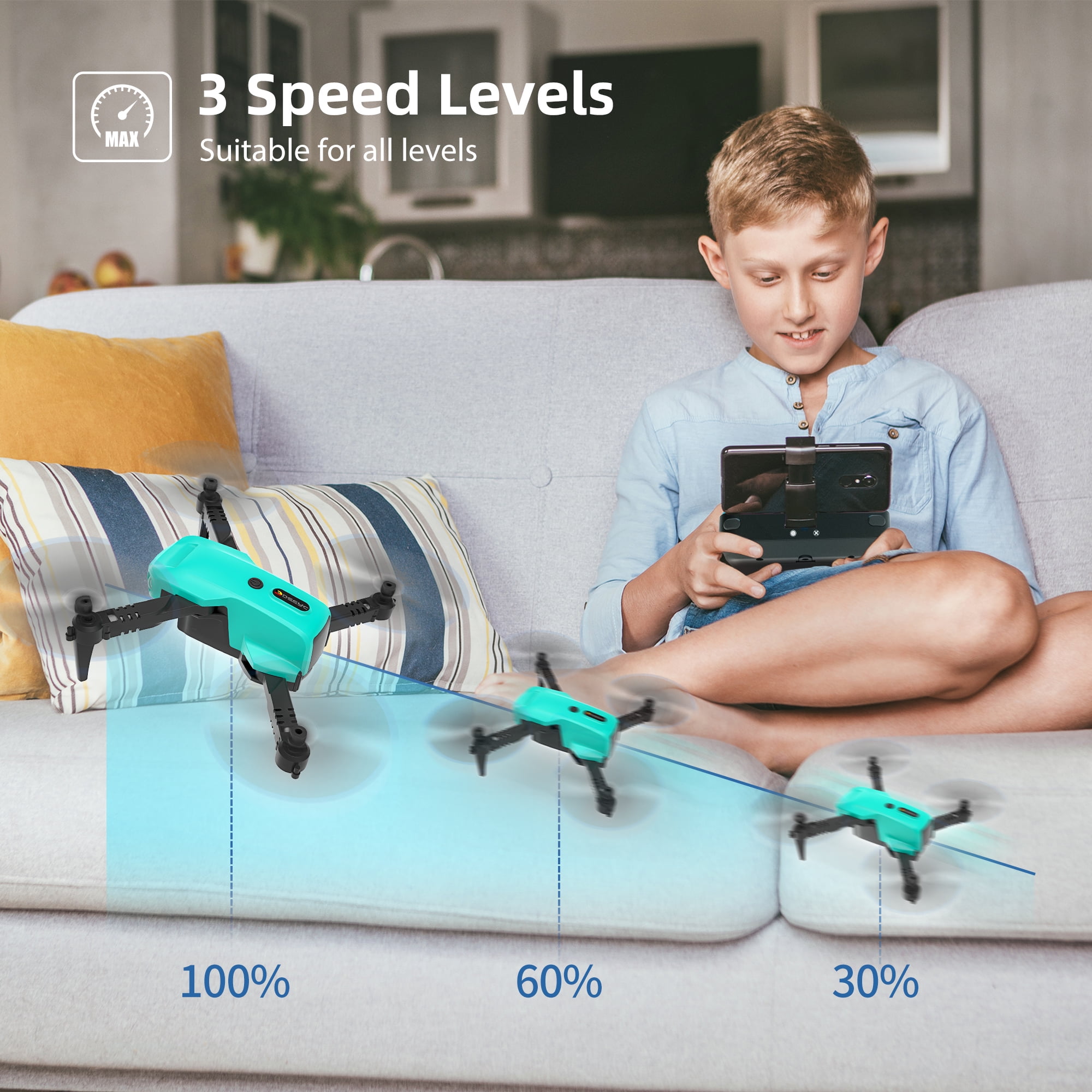 DEERC FPV RC Drone with Camera and Sensors