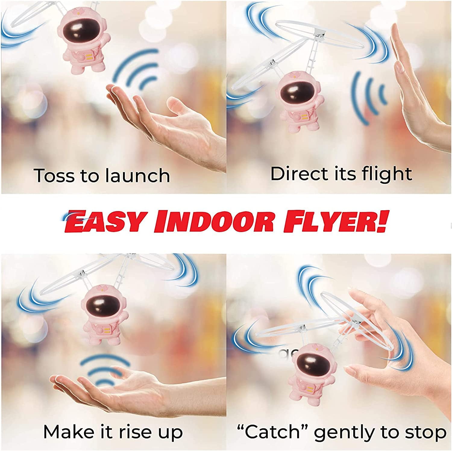 Hand Controlled LED Flying Spinner Drone Toy