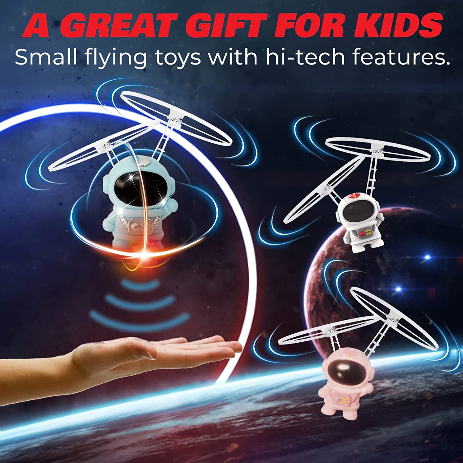 Hand Controlled LED Flying Spinner Drone Toy