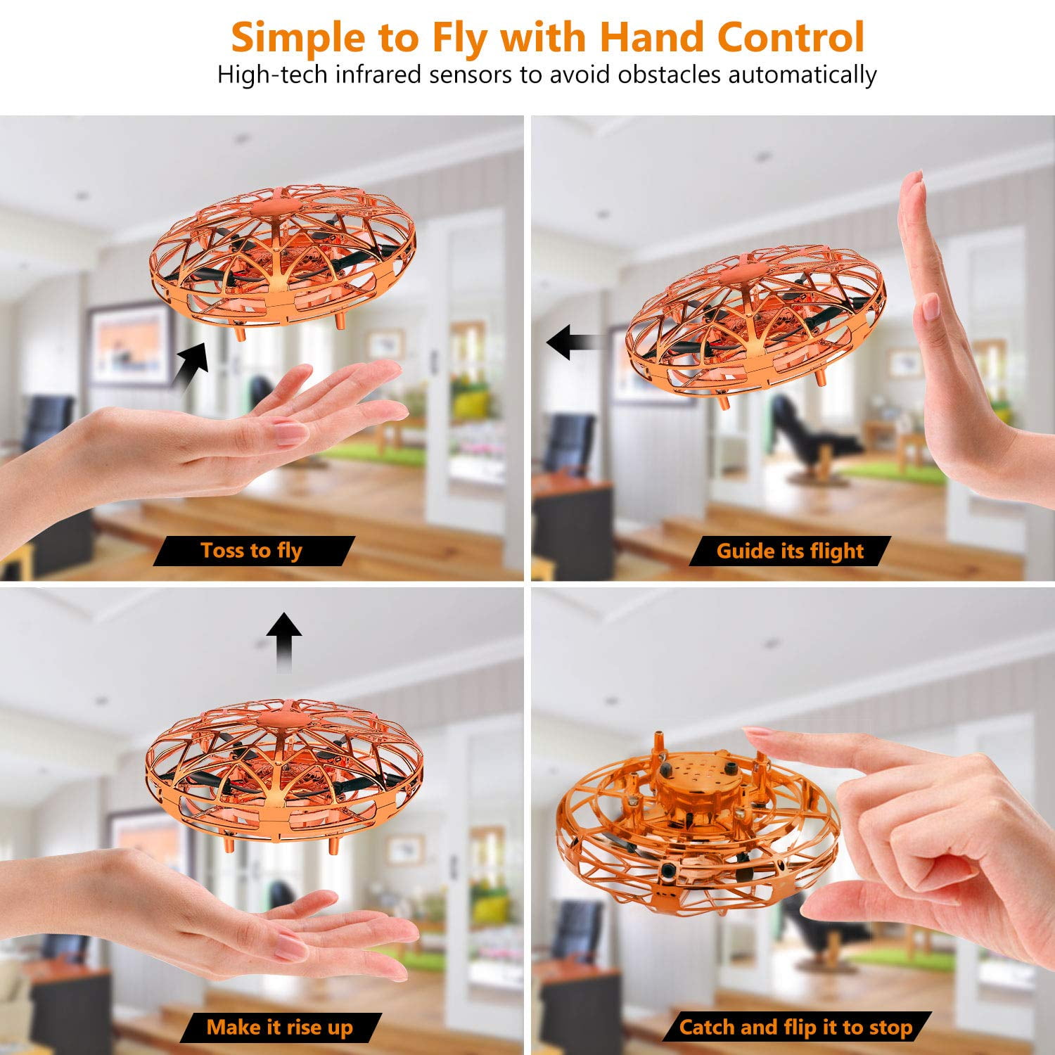 Gold Hand-Controlled Flying Ball for All Ages