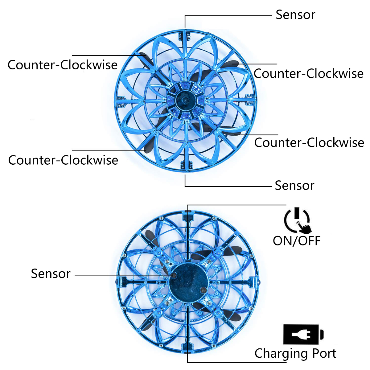 Hand-Controlled Mini Drone, Perfect Kids Gift - Blue