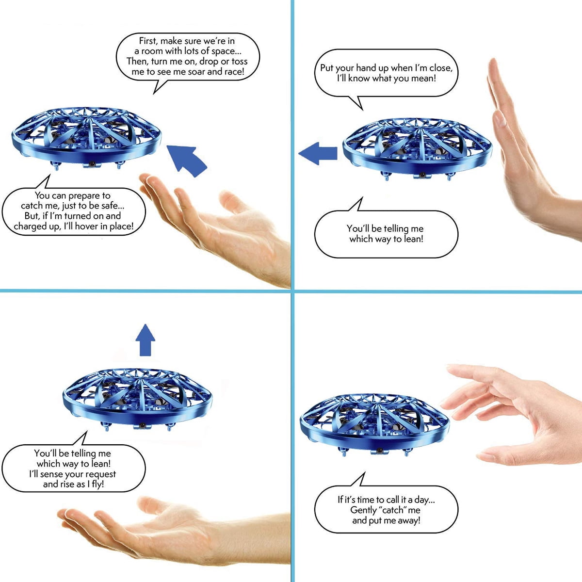 Hand-Controlled Mini Drone, Perfect Kids Gift - Blue