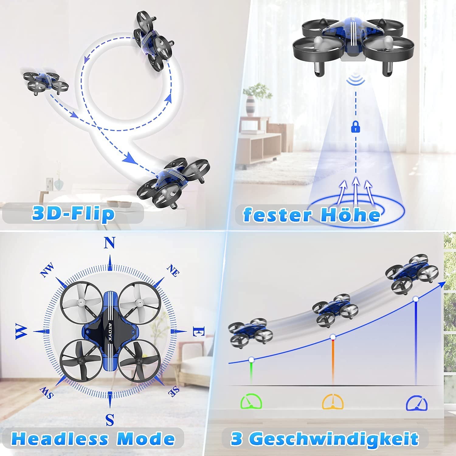 ATOYX Mini Drone with LED Lights and Hovering