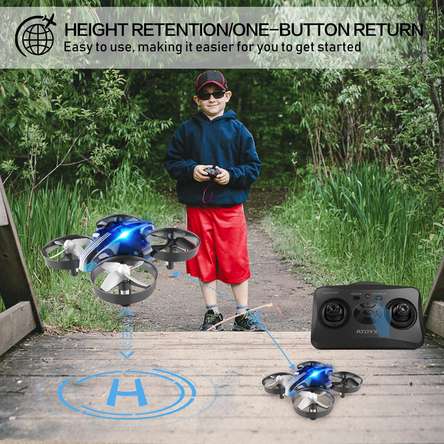 ATOYX Mini Drone with LED Lights and Hovering